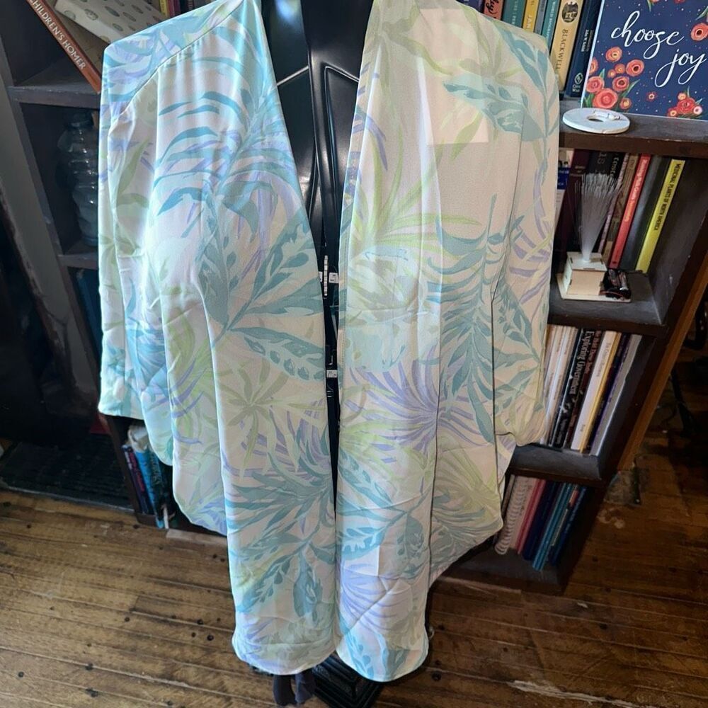 Adrienne tropical adventure semi sheer kimono coverup